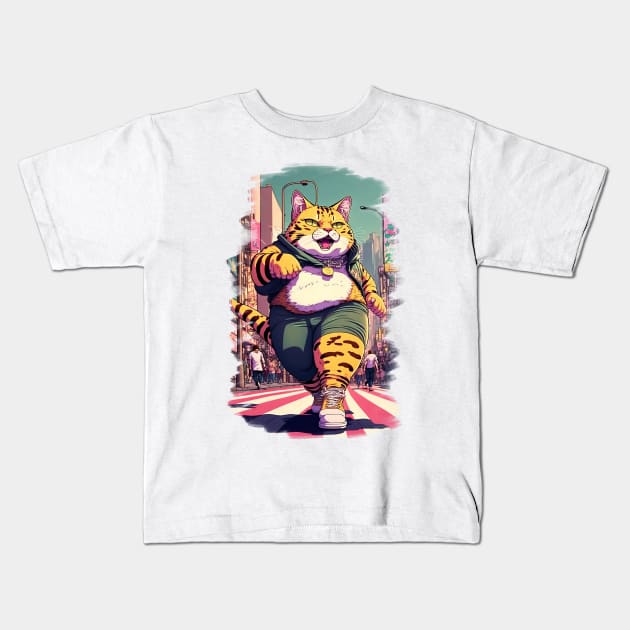 Cute Big Cat Kids T-Shirt by Holycat